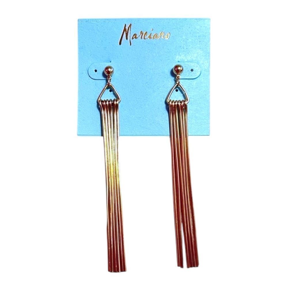 Marciano Large Tassel Gold Tone Statement Earrings NWT